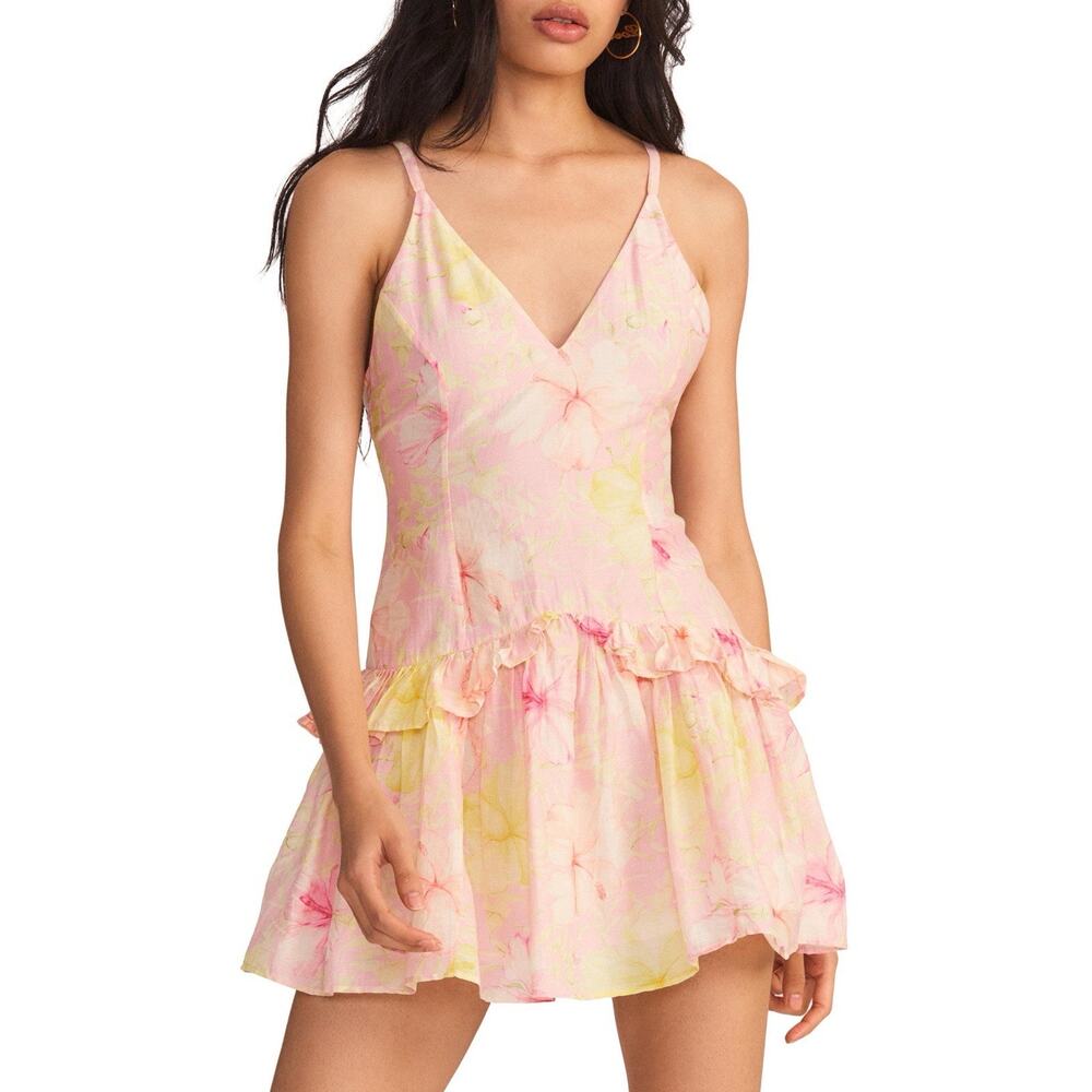Love Shack Fancy Women’s Fabienne Hibiscus Mini Dress Size 8 BROKEN ZIPPER